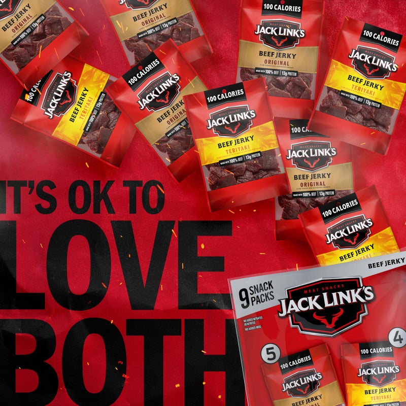 Jack Link's Beef Jerky Variety Pack - Includes Original and Teriyaki Jerky, Bulk Protein Snack Pack, Good Source of Protein, Meat Snacks Made with 100% Beef, Individual Bags - 1.25 Oz (Pack of 9) - Image 5